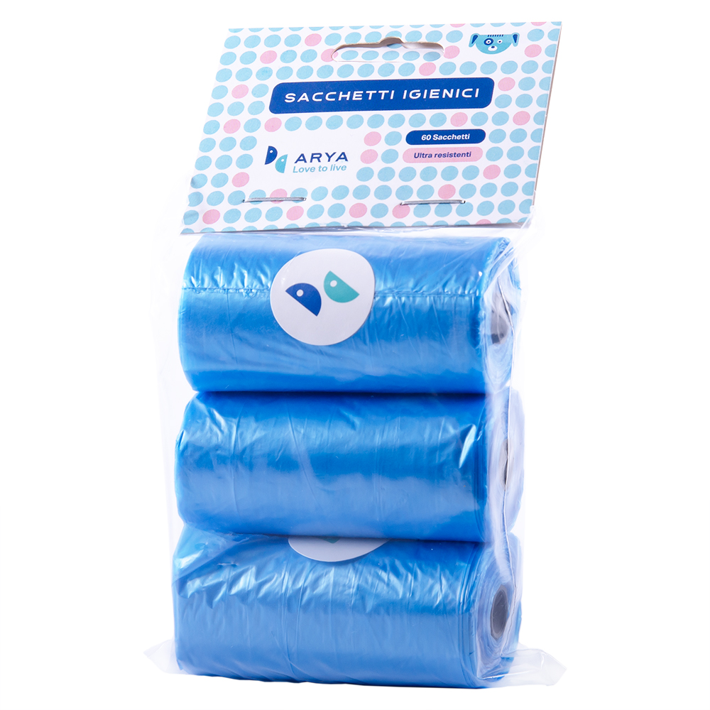 Пакеты для уборки за собакой ARYA Standart, синие, 3х20шт.