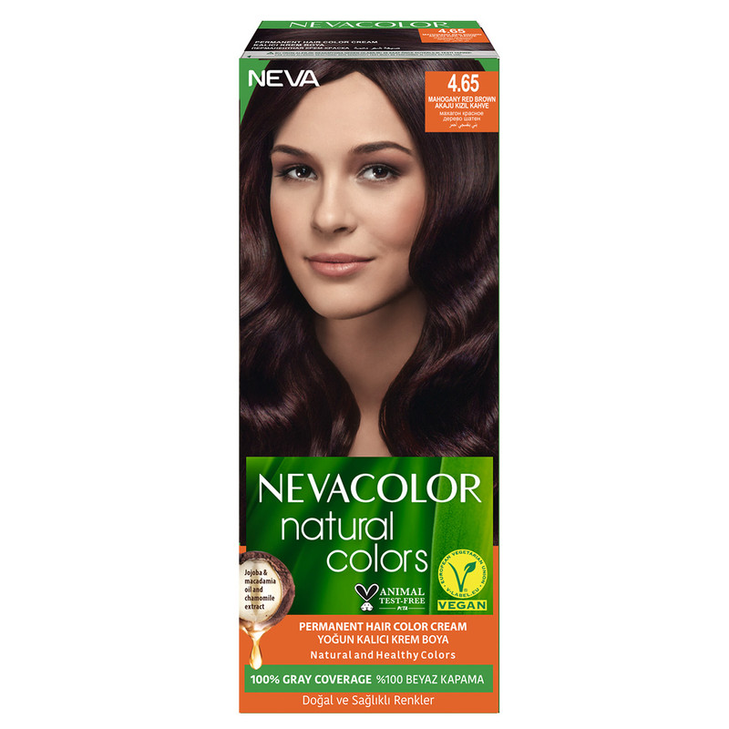 Крем-краска для волос Neva Natural Colors Стойкая 4.65 Махагон красное дерево шатен phyto color краска для волос cветлый шатен 1 шт