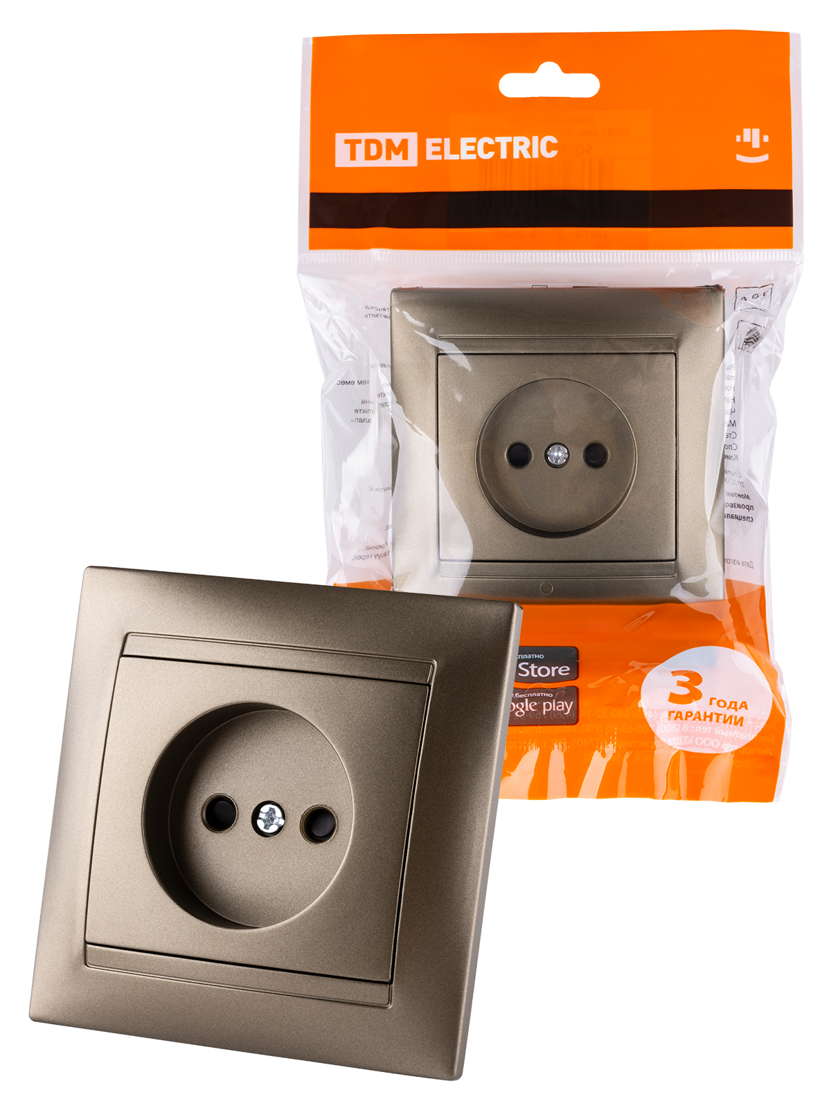 

Розетка TDM ELECTRIC 2П SQ1815-0710, Золотистый, Лама-1