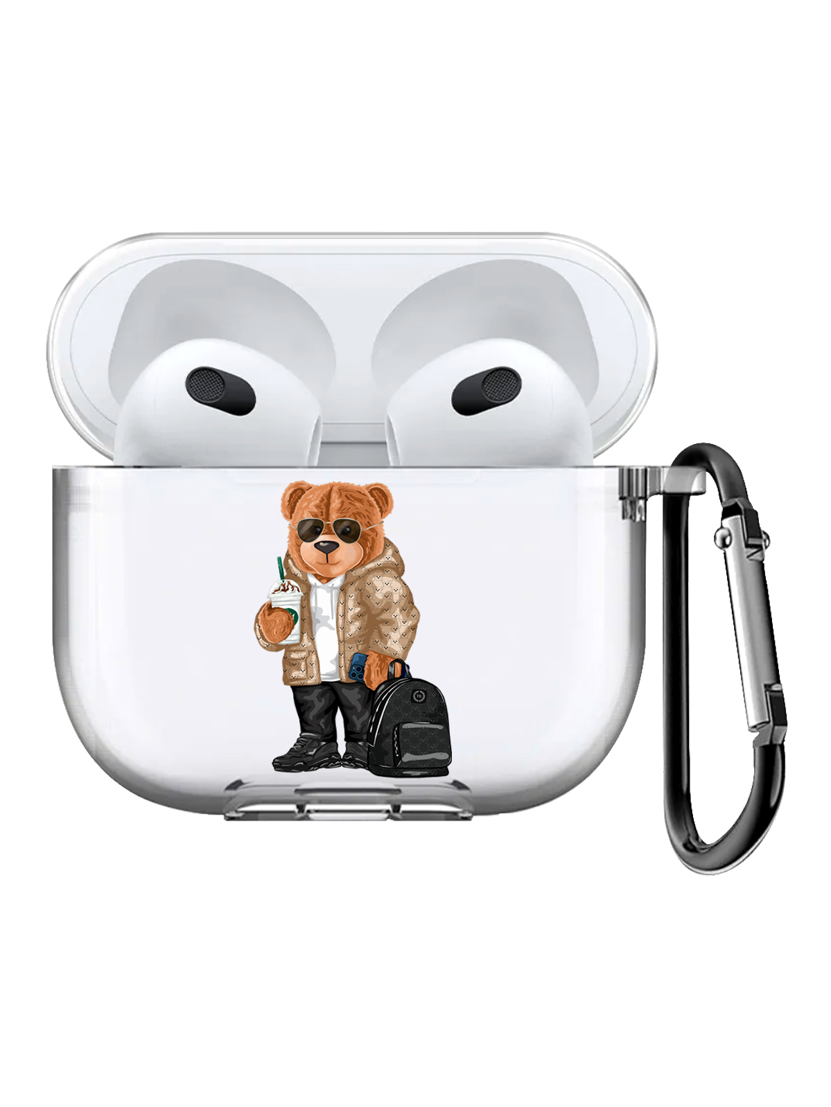фото Чехол с карабином musthavecase для apple airpods 3 tony style в очках прозрачный