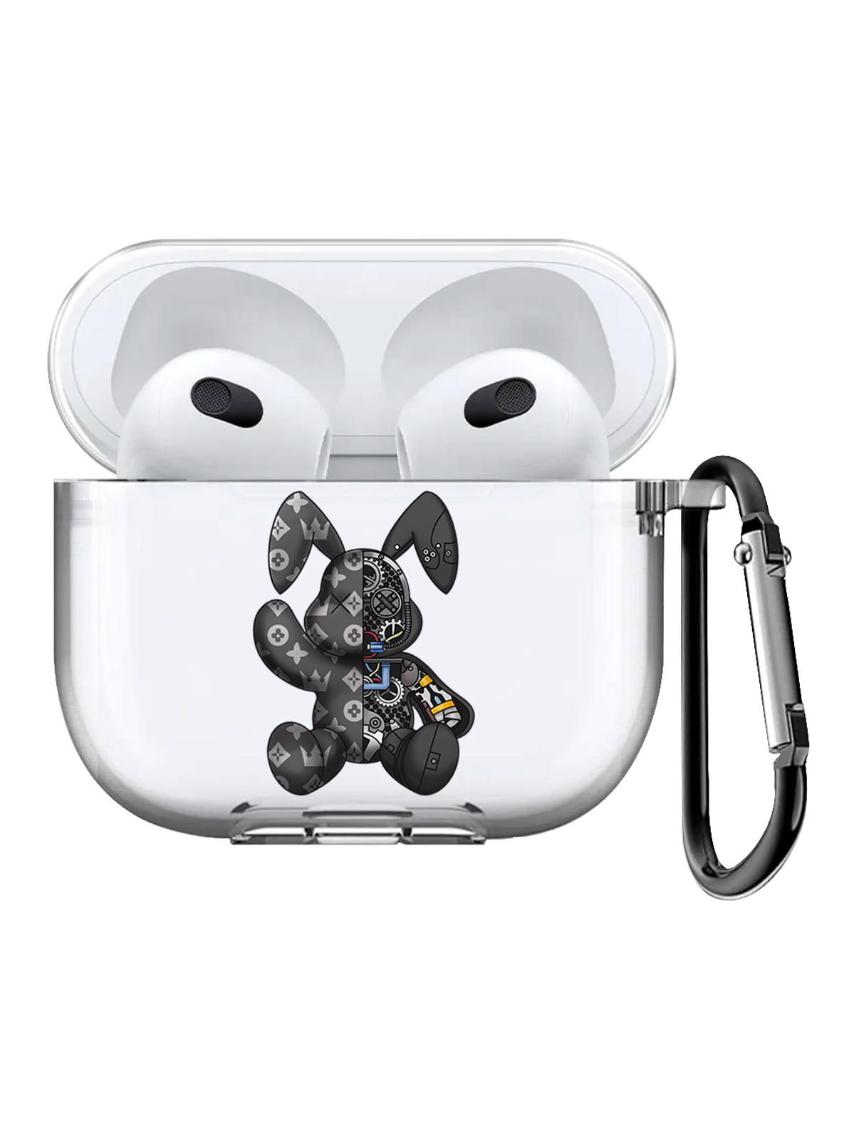 фото Чехол с карабином musthavecase для apple airpods 3 bunny черный прозрачный