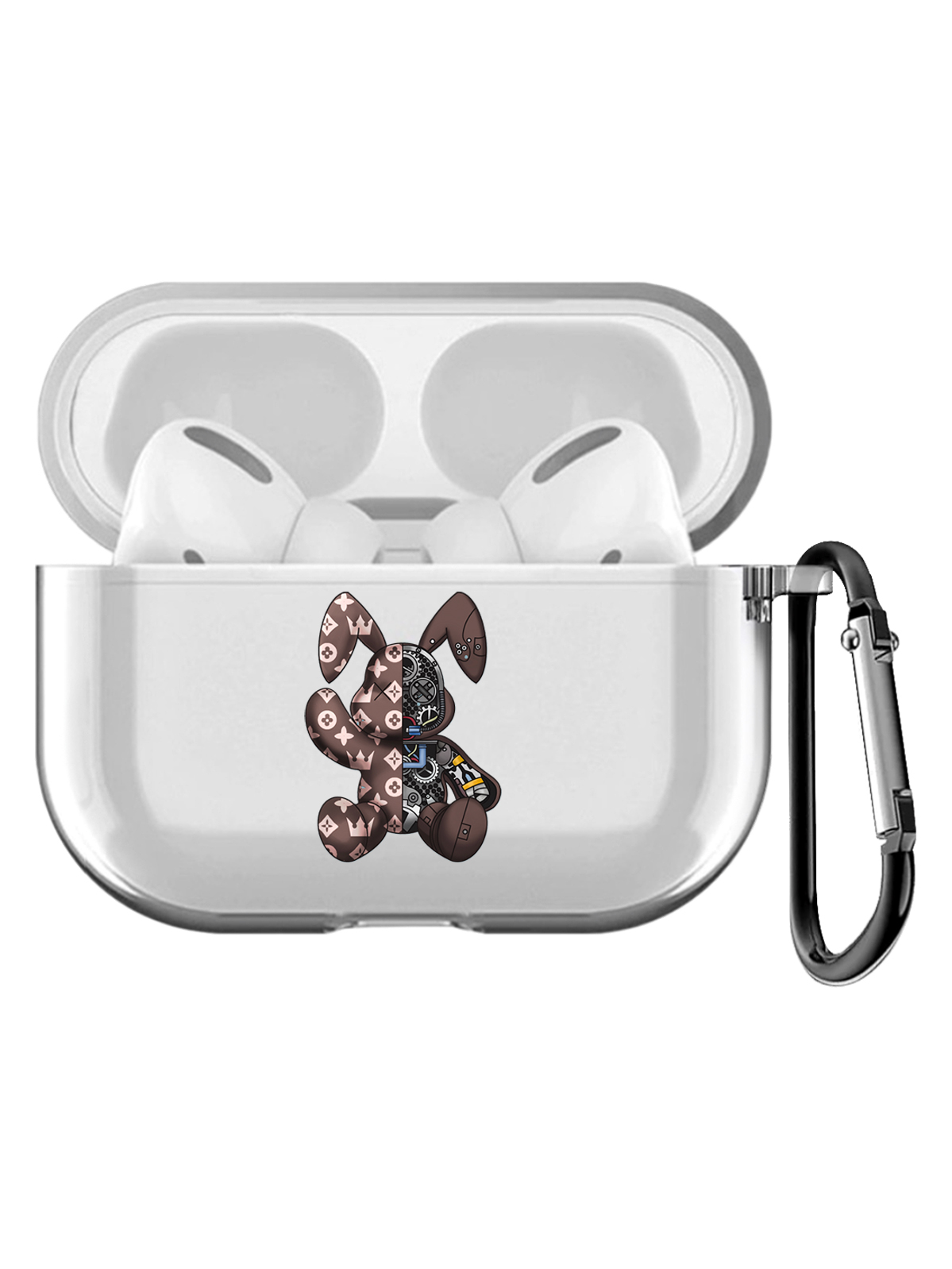 фото Чехол с карабином musthavecase для apple airpods pro bunny коричневый прозрачный