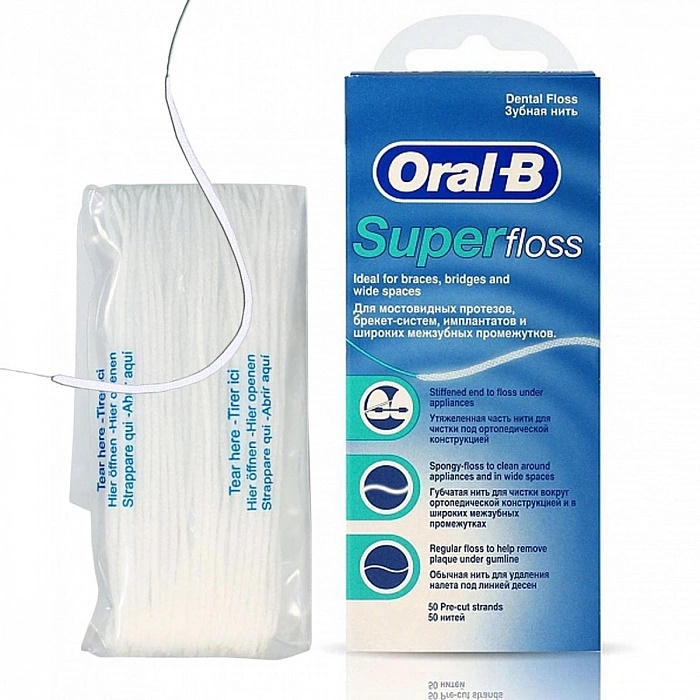 Зубная нить Oral-B Super floss 50 шт jordan everyday floss зубная нить классическая 50 м