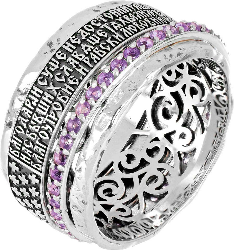 Кольцо из серебра с аметистом р. 18,5 Иордань B-KO-580-ametist