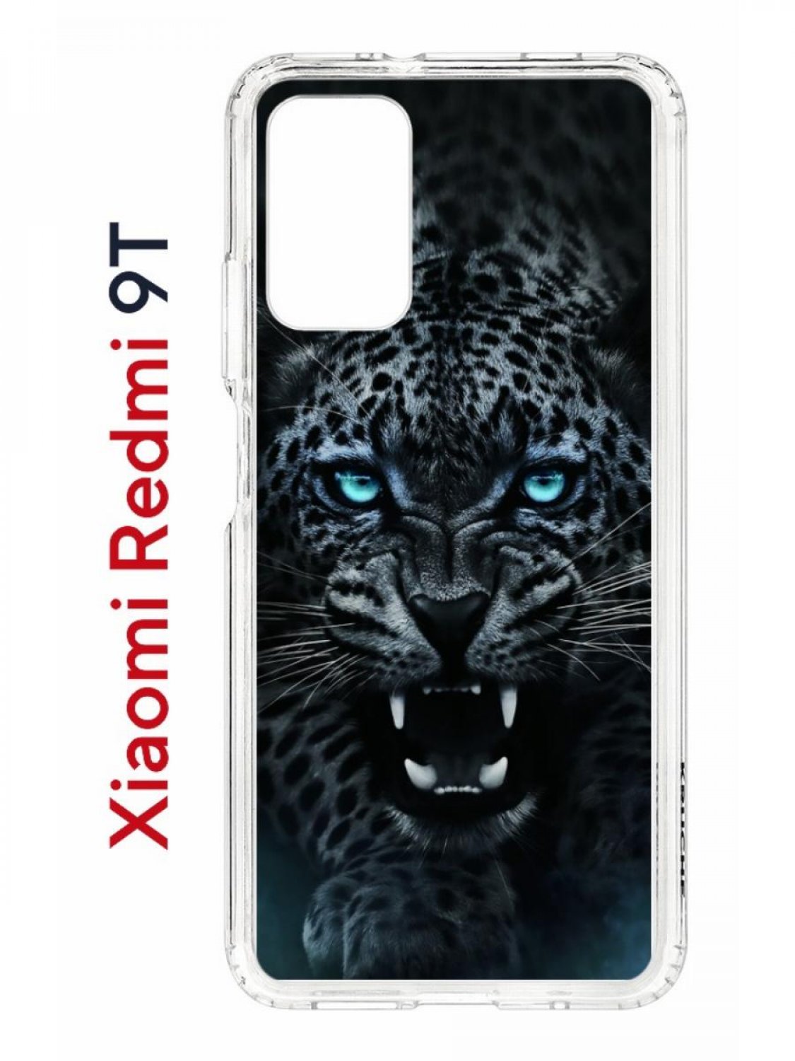 

Чехол на Redmi 9T Kruche Print Дикий леопард,противоударный бампер,с защитой камеры, Прозрачный;черный;синий;голубой, Ксиоми редми 9т