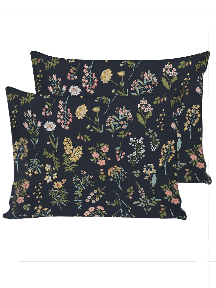 

Наволочка комплект Milky Garden Botany 2шт сатин 40x60 см на молнии, Синий, "Botany"