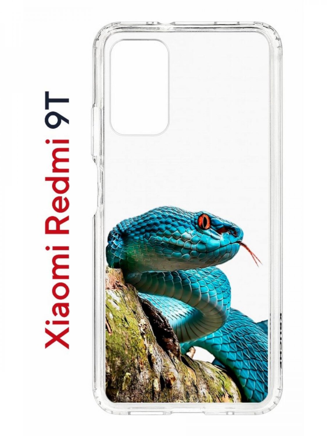 фото Чехол на redmi 9t с принтом kruche print змея,противоударный бампер,с защитой камеры кruче