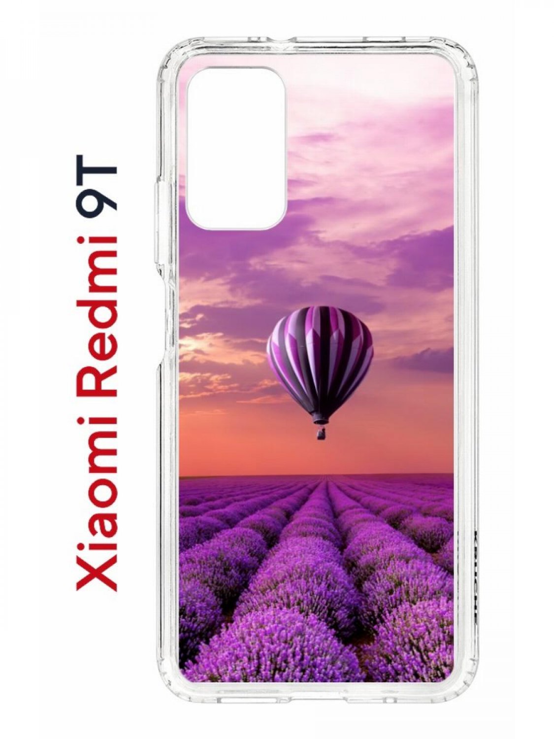 

Чехол на Redmi 9T Kruche Print Лавандовый рай,противоударный бампер,с защитой камеры, Прозрачный;фиолетовый;розовый;белый, Ксиоми редми 9т