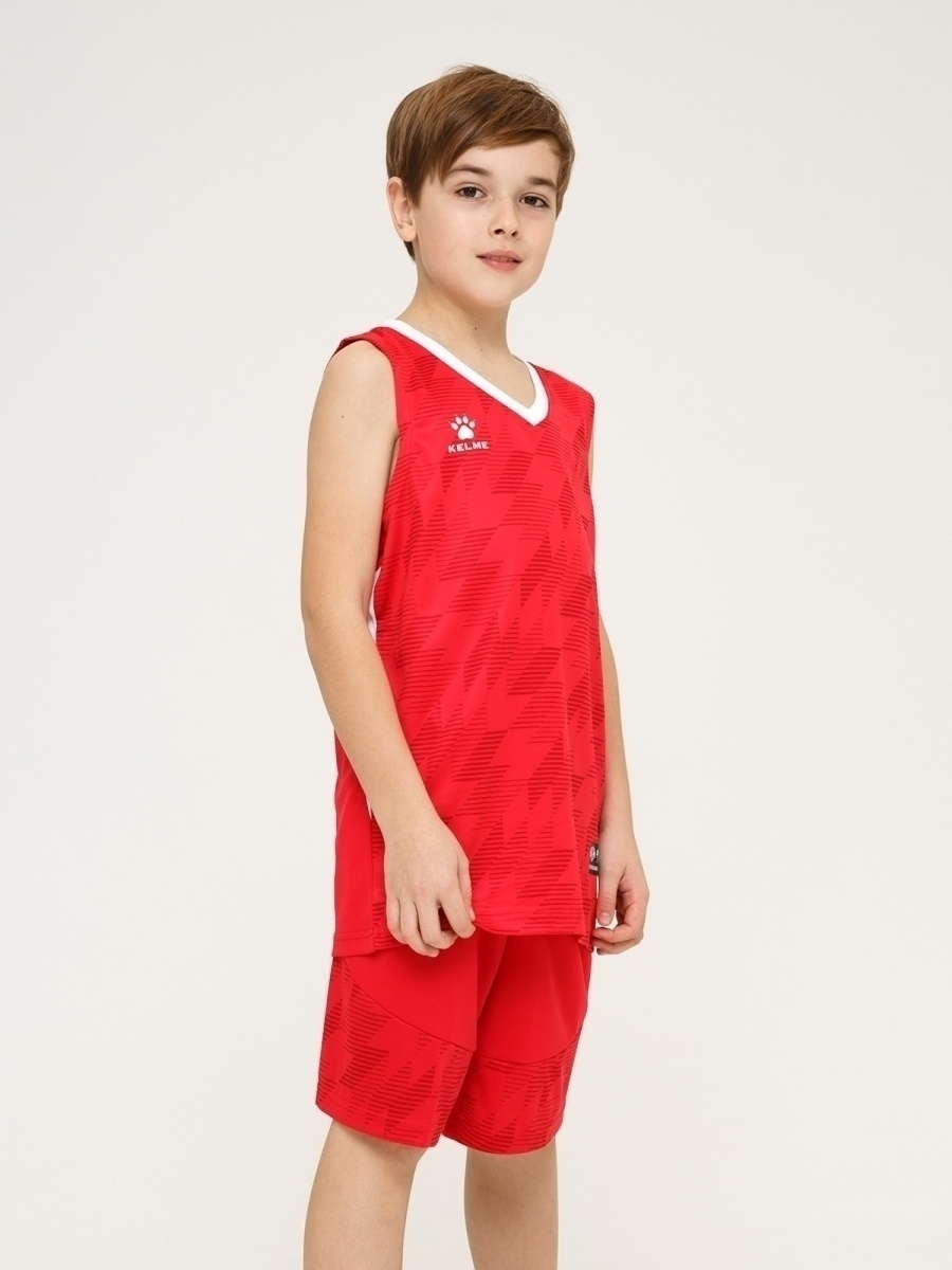 Детская баскетбольная форма KELME Basketball set KIDS красная, размер 130 манишка тренировочная kelme р l полиэстер 8051bx1001 933 l лайм