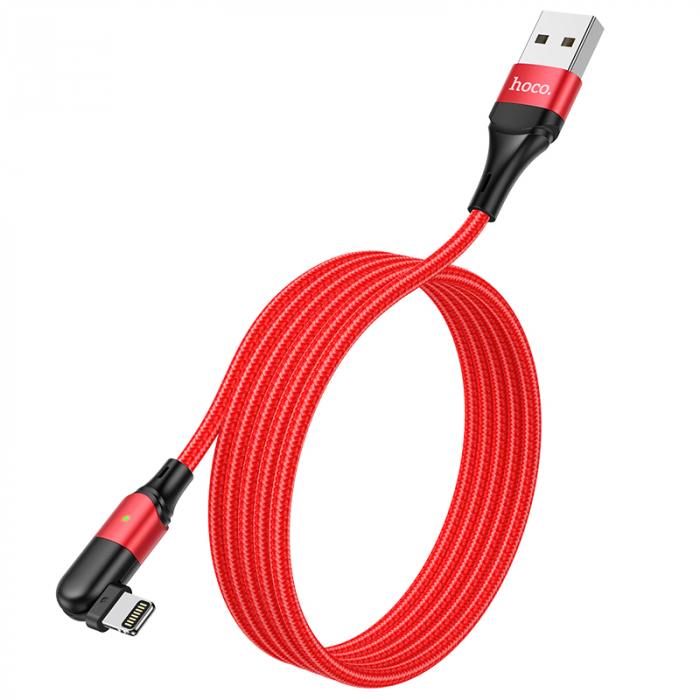 фото Кабель usb hoco u100 orbit для lightning 2.4а, длина 1.2м, красный