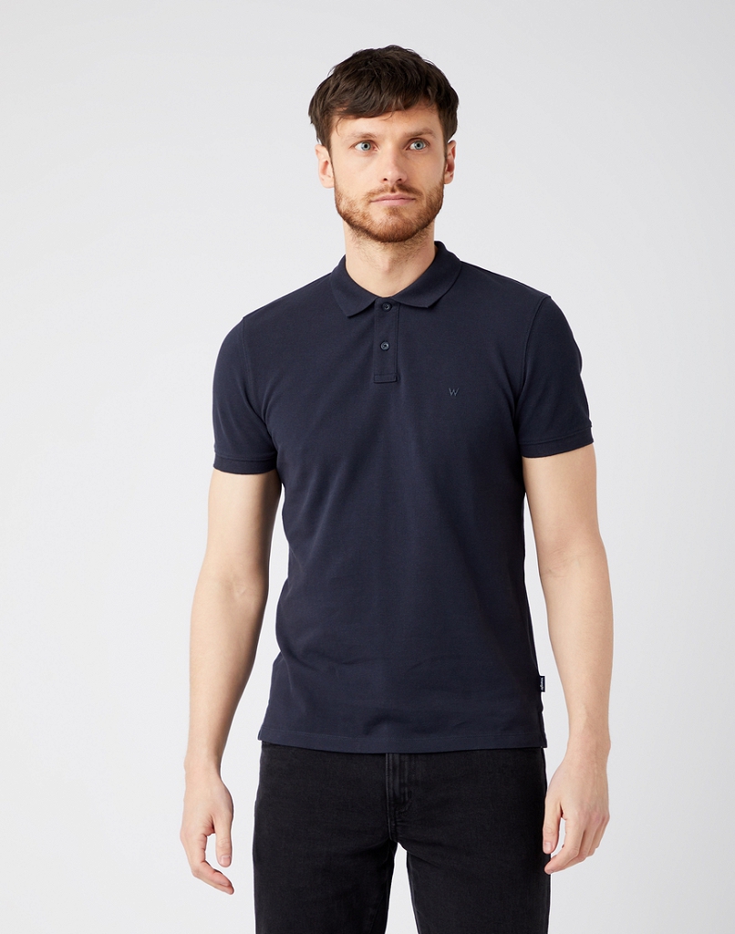 фото Футболка-поло мужская wrangler ss polo синяя m