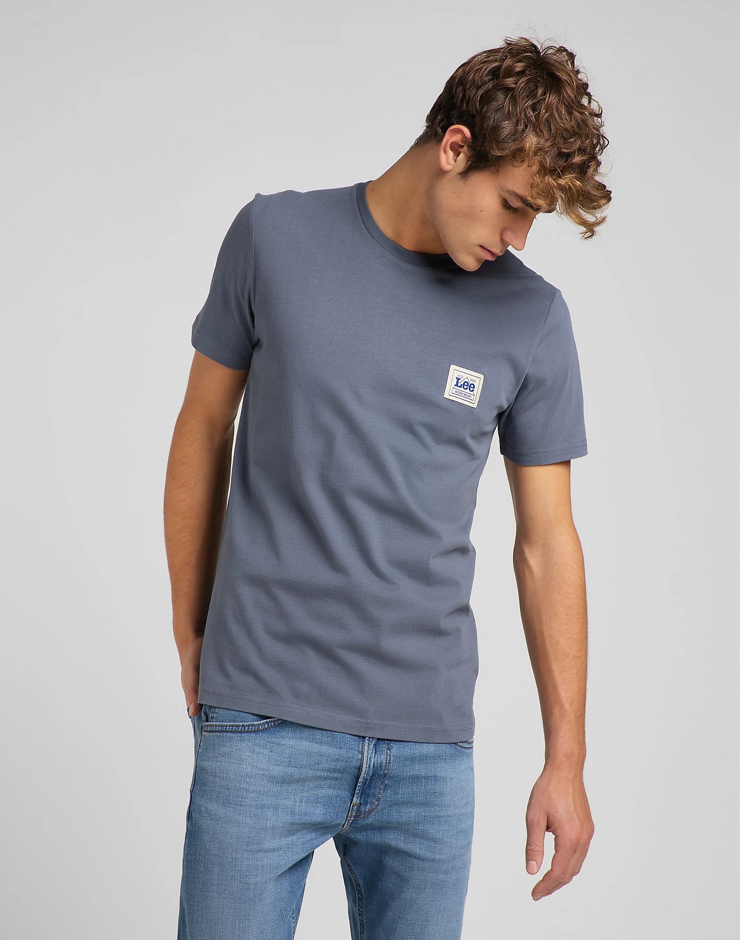 фото Футболка мужская lee ss branded tee серая s