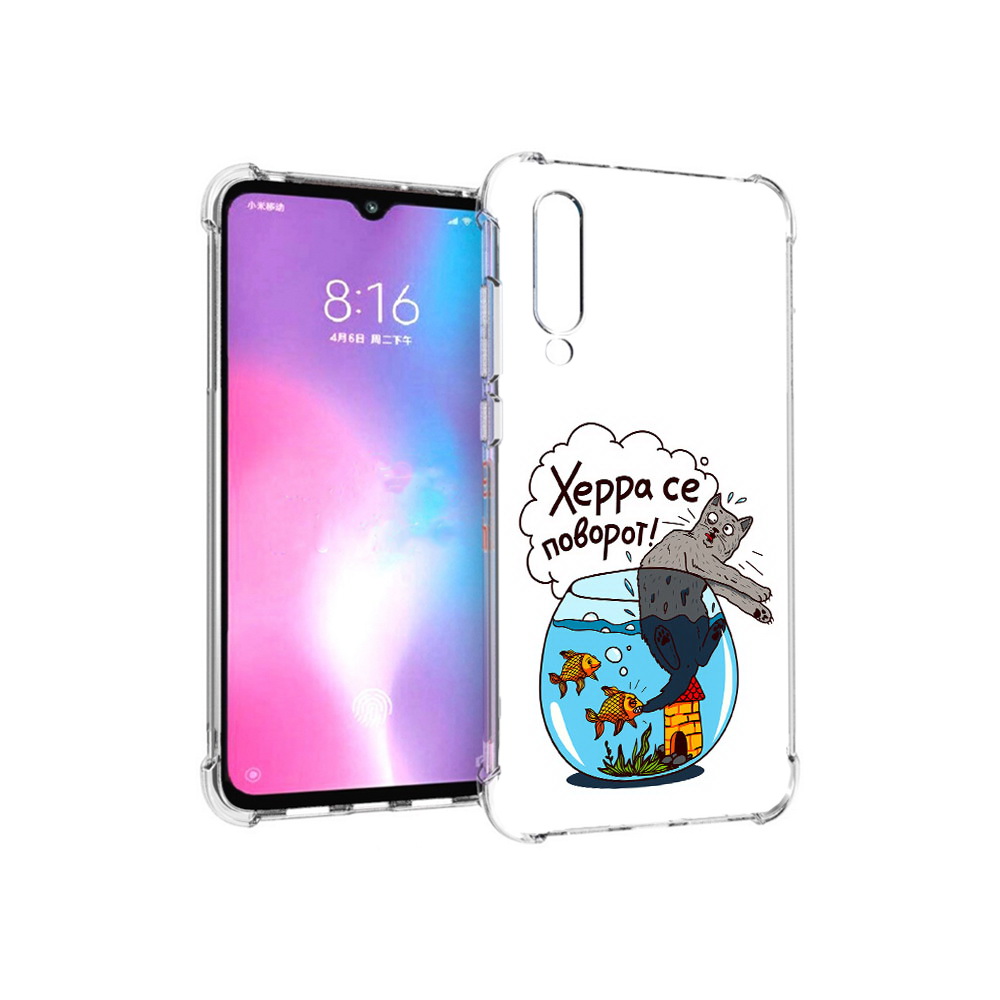 

Чехол MyPads Tocco для Xiaomi Mi CC9 Рыбы с котом (PT134127.292.149), Прозрачный, Tocco