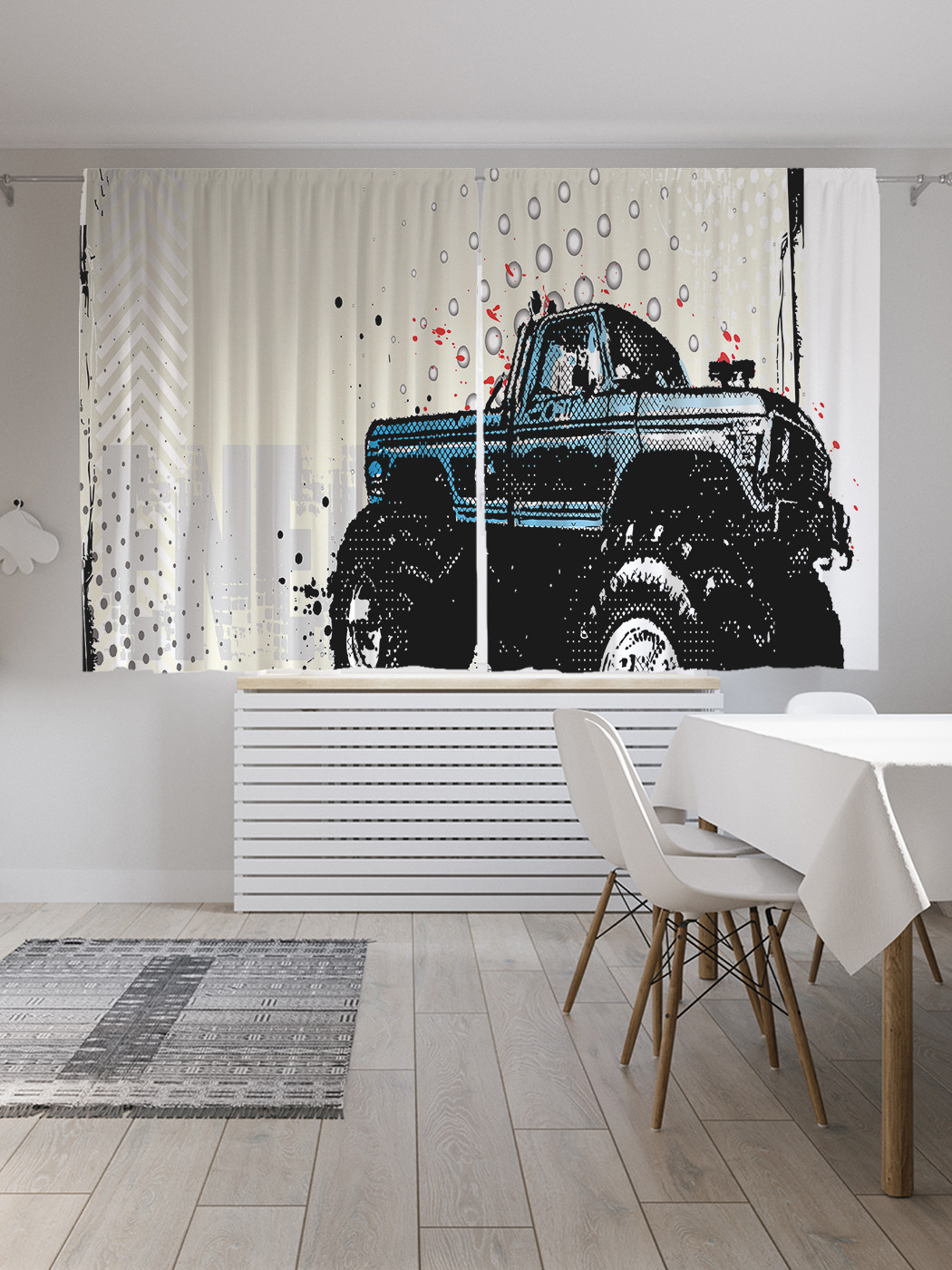 

Шторы JoyArty с фотопечатью "Пикап на больших колесах" из сатена, 290х180 см, Пикап на больших колесах