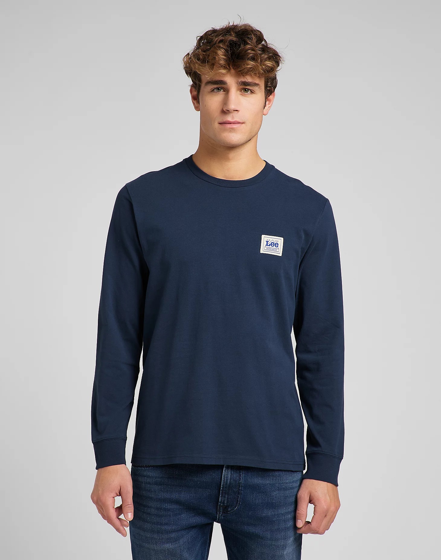 фото Лонгслив мужской lee ls branded tee синий s