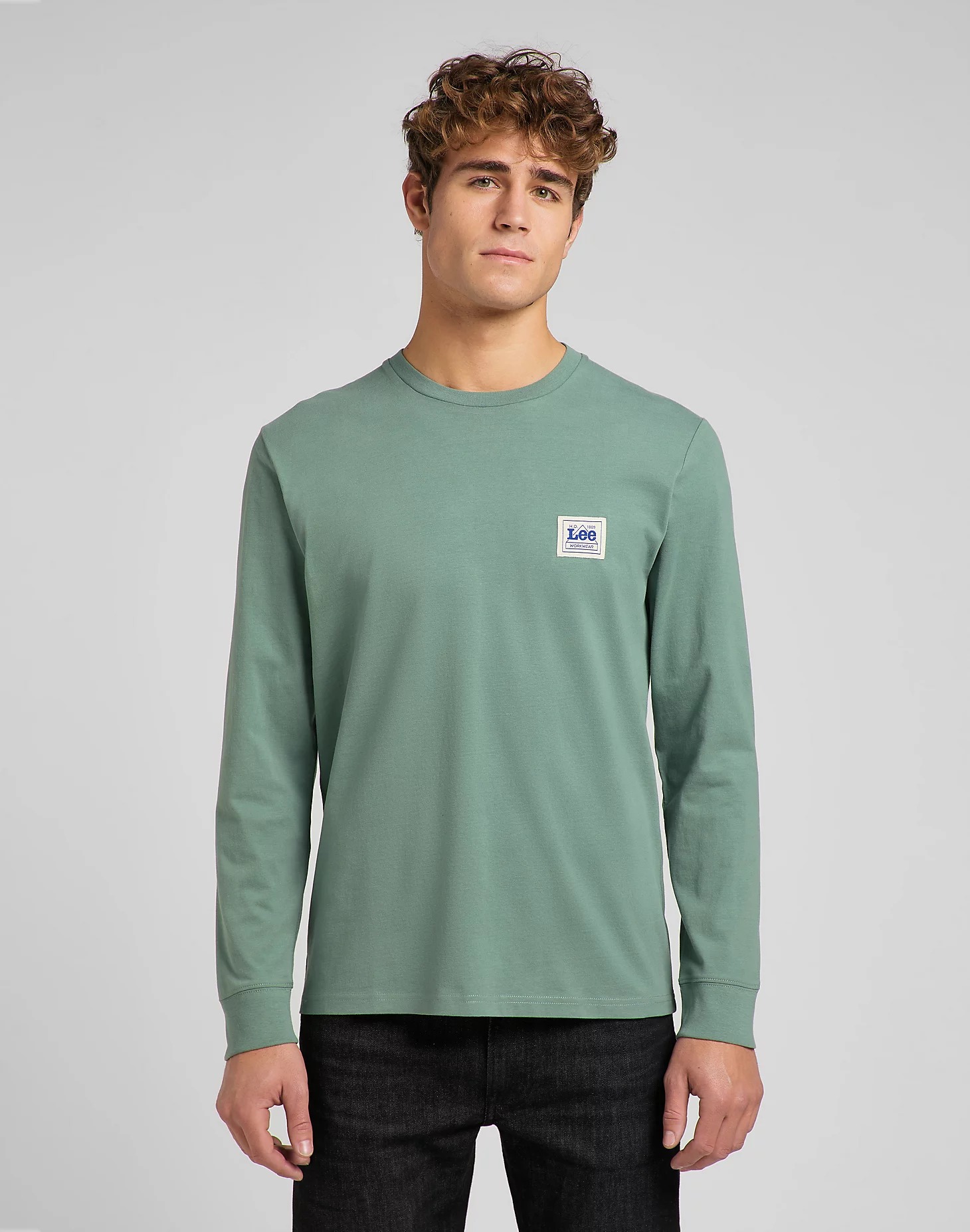 фото Лонгслив мужской lee ls branded tee зеленый m