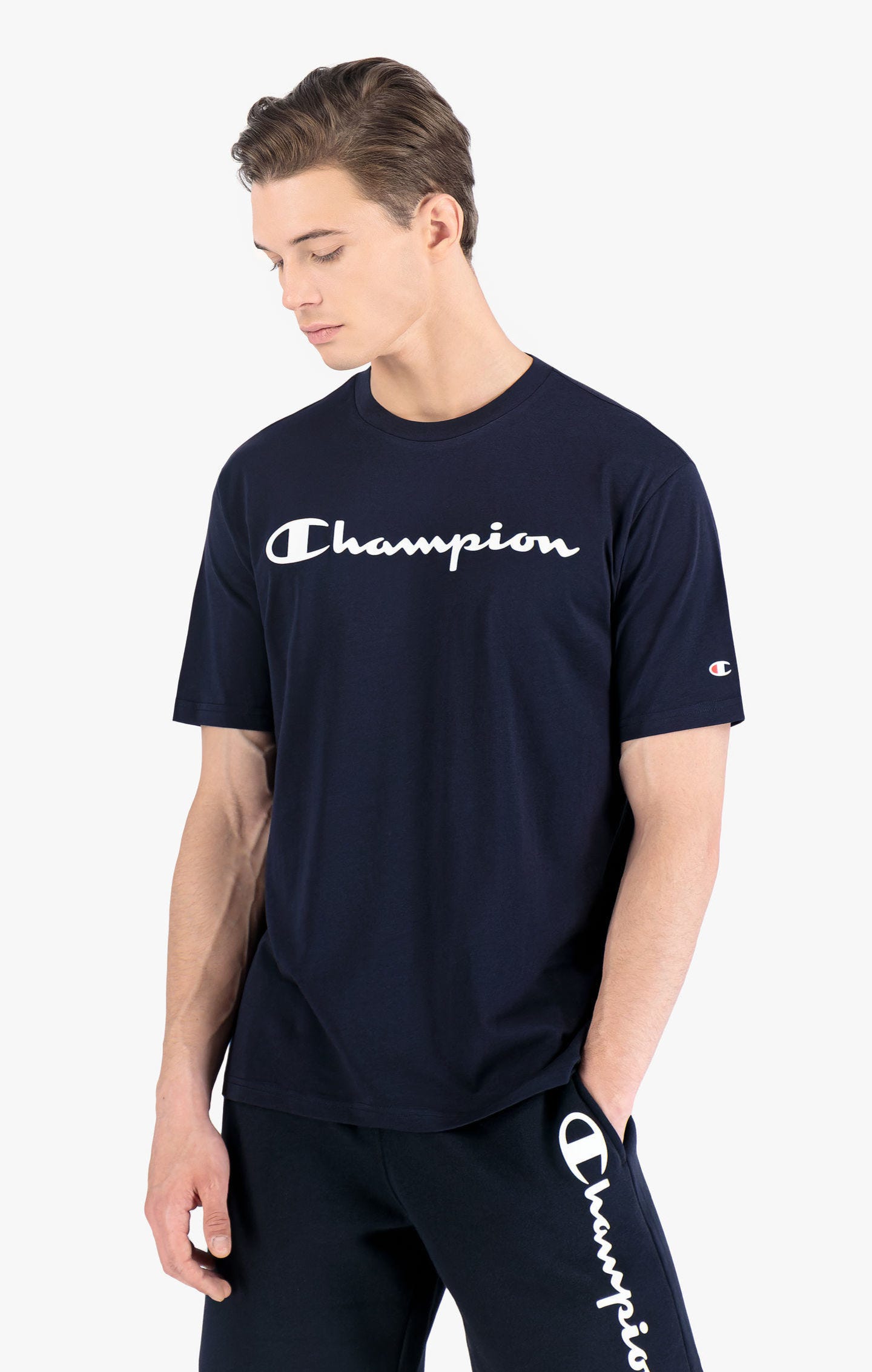 фото Футболка мужская champion legacy american classics crewneck t-shirt синяя xs