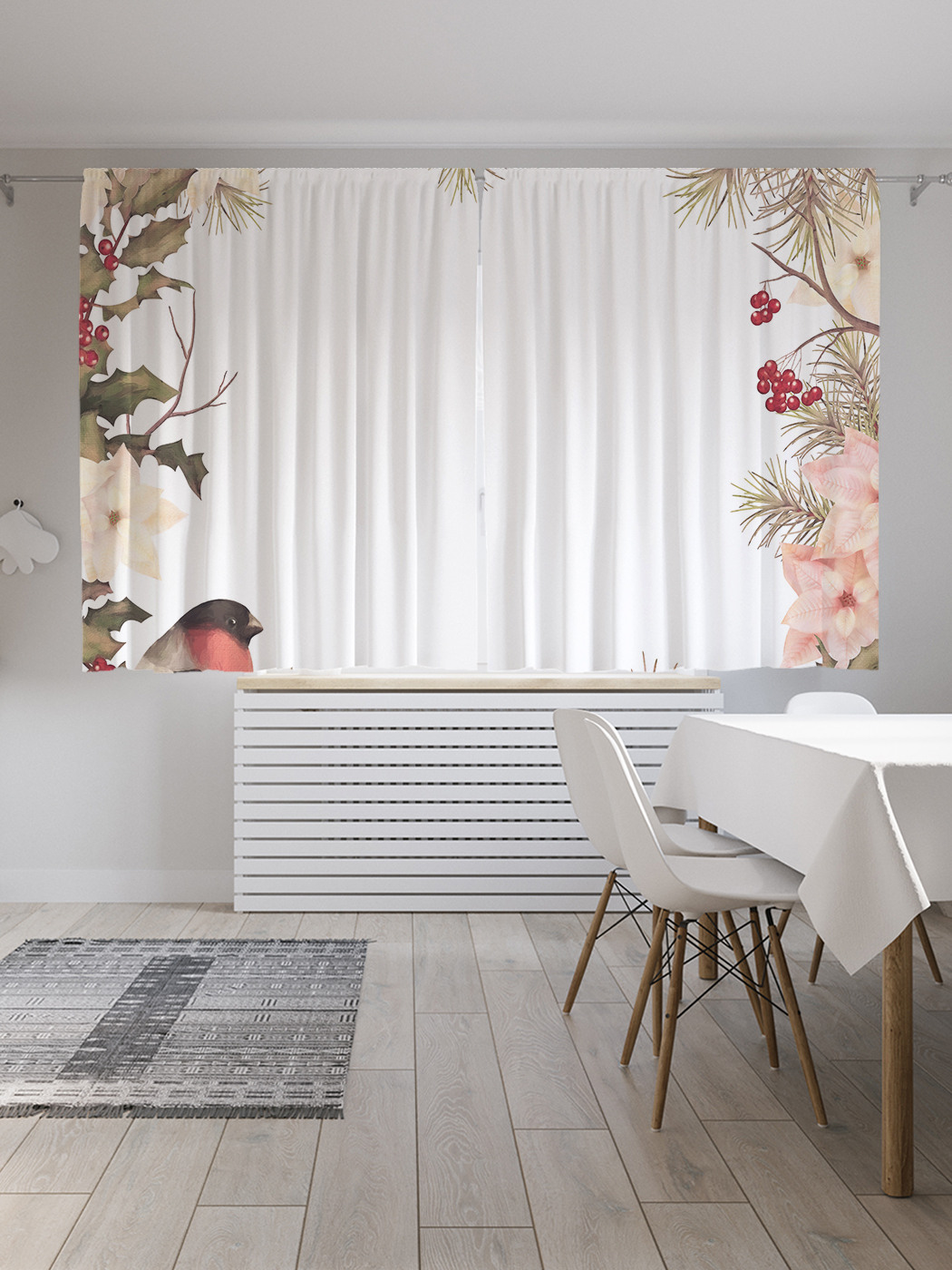 

Шторы JoyArty с фотопечатью "Цветы и ягоды в украшениях" из сатена, 290х180 см, Цветы и ягоды в украшениях