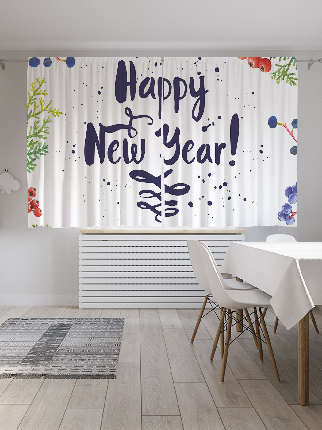 

Шторы JoyArty с фотопечатью "Поздравление с новым годом" из сатена, 290х180 см, Поздравление с новым годом