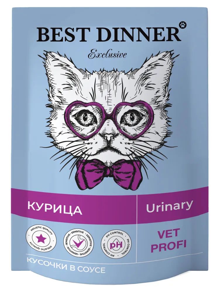 Корм Влажный  для кошек Best Dinner Exclusive Vet Profi Urinary. с курицей. при МКБ. 85 г с доставкой на Markets-Plus.Ru. Порадуйте себя и своих близких!
