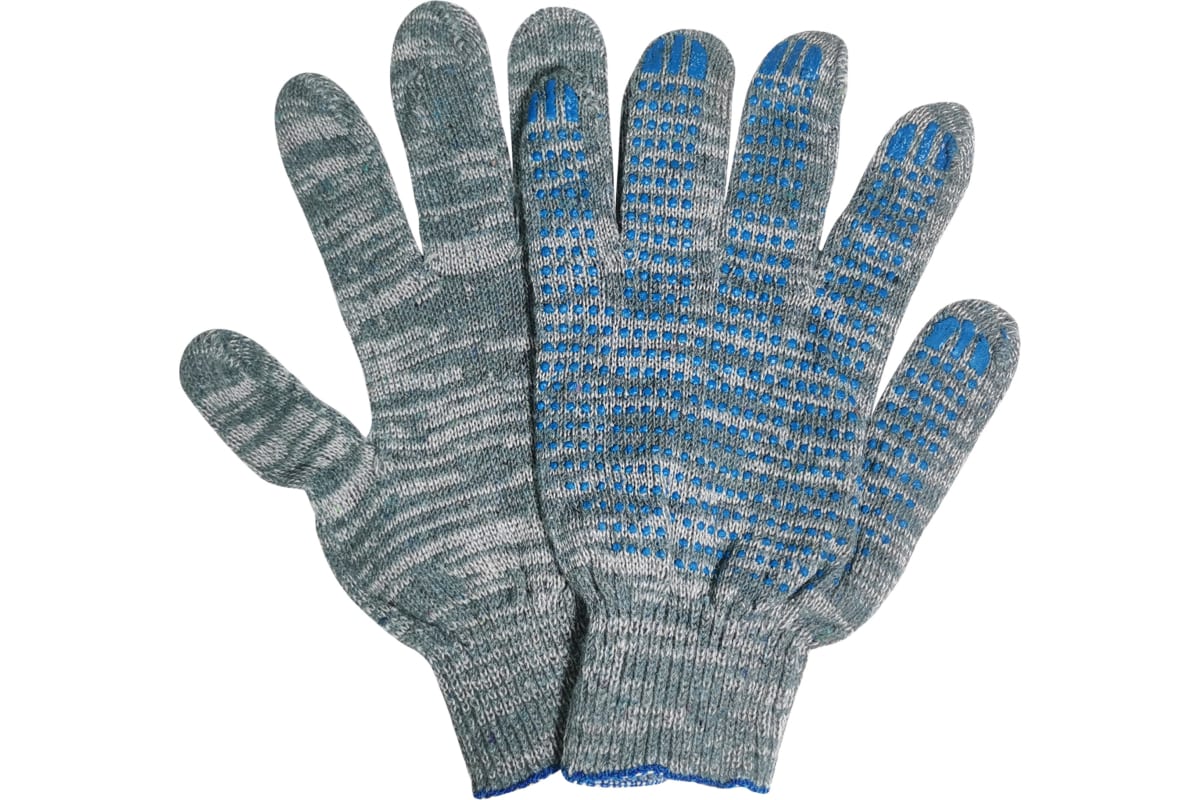 Трикотажные перчатки КОРДЛЕНД хлопок, 4-х нитка, серые, 10 пар, 10-й класс, M, 38-40 гр, П