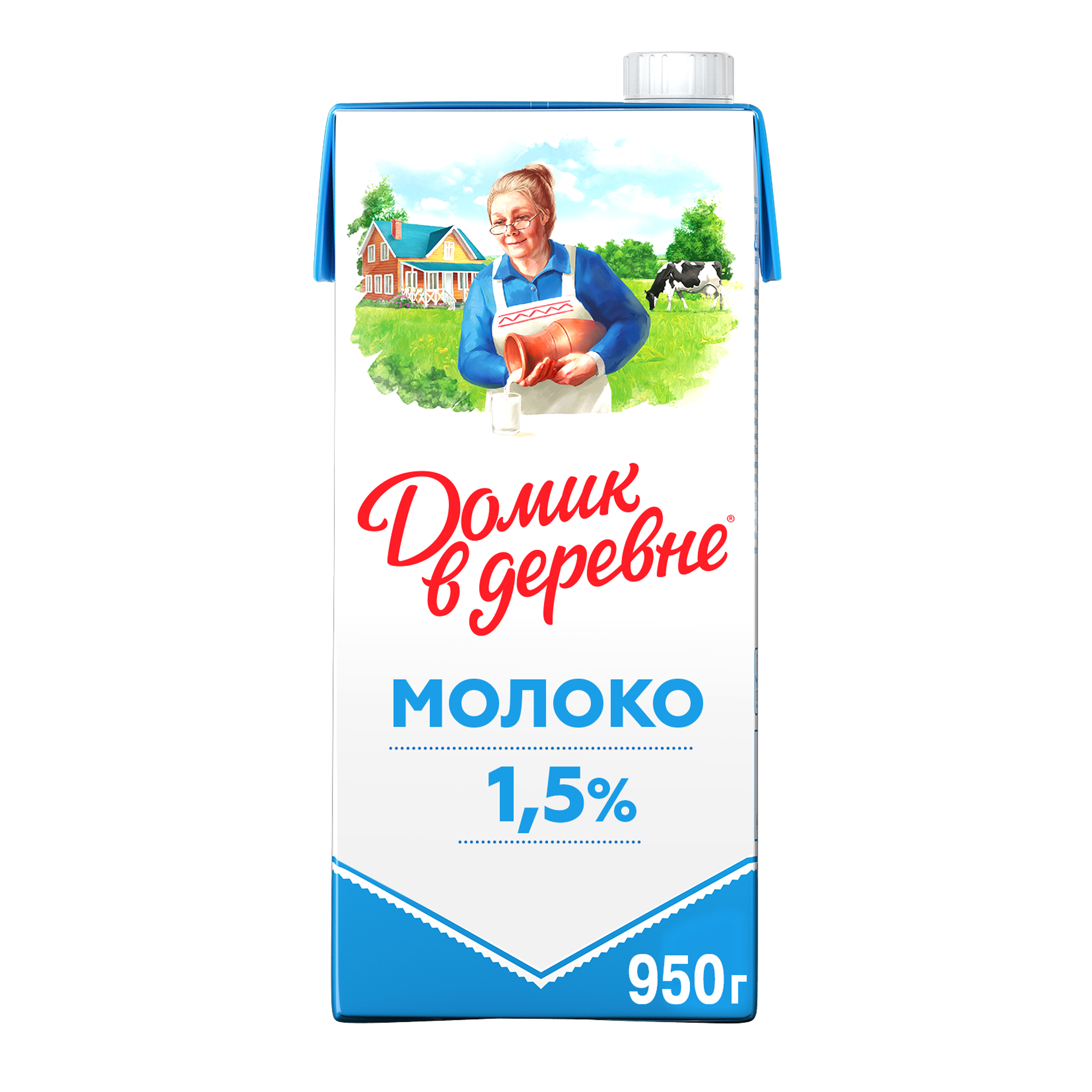 Молоко 1,5% ультрапастеризованное 950 мл Домик в деревне