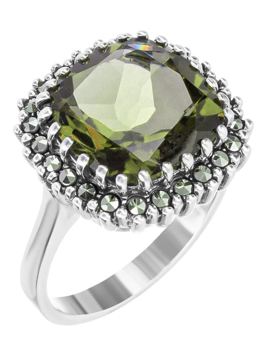 

Кольцо из серебра с марказитом/султанит искусственным р. 18,5 Марказит HR884, HR884_марказит, султанит синт.