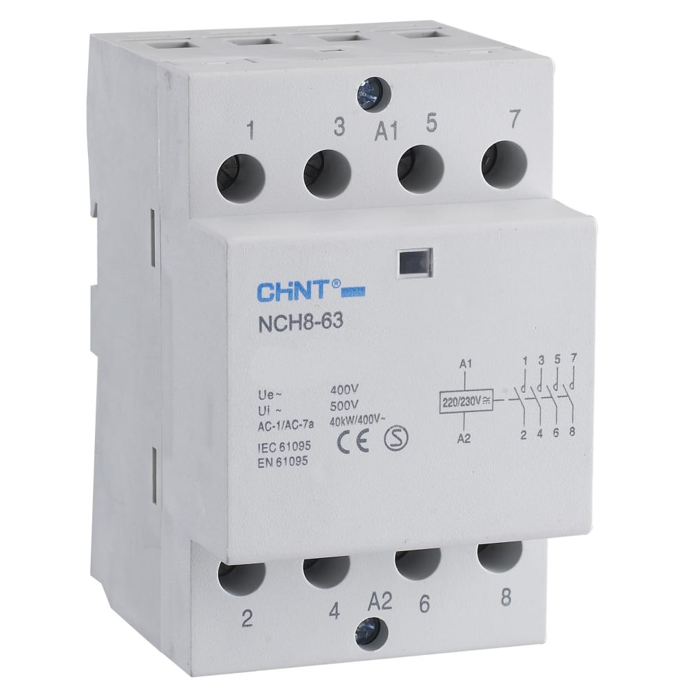 Модульный контактор CHINT NCH8-20/40 20A 4НО AC 220/230В 50Гц 256085