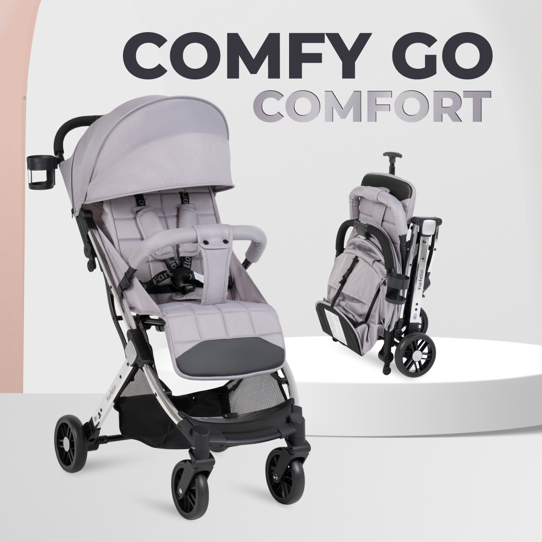 Kоляска детская прогулочная Farfello Comfy Go Comfort Chrome Блестящий серый CG-105 коляска детская модульная 3 в 1 farfello zuma trio comfort z 88 стальной серый