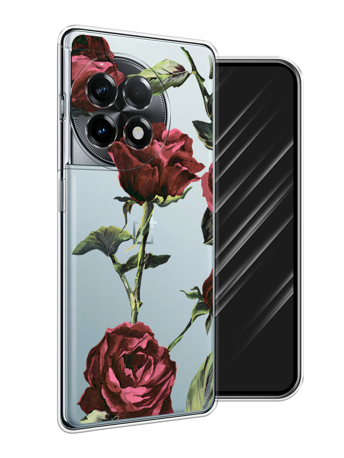 

Чехол Awog на OnePlus 11R "Бордовые розы фон", Бордовый, 154150-1