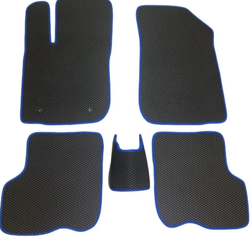 

Коврик EVA в салон Renault Duster 2011-2021, черный, синий кант, EV37003
