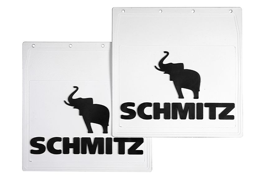

Комплект брызговиков SCHMITZ (задние) белая резина "СЛОН" LUX 400*400 Черный рисунок