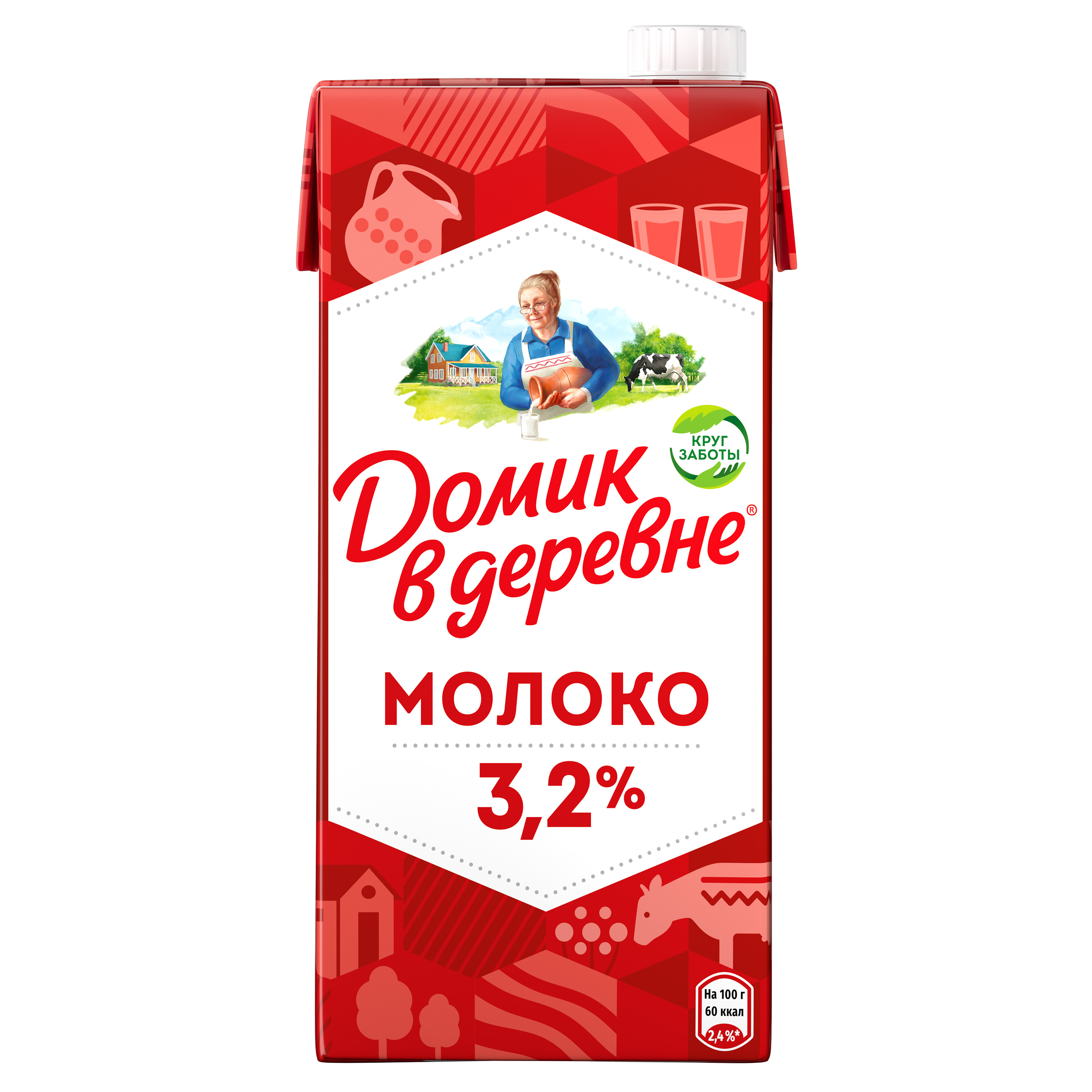 Молоко питьевое «Домик в деревне» ультрапастеризованное 3,2% БЗМЖ, 950 г