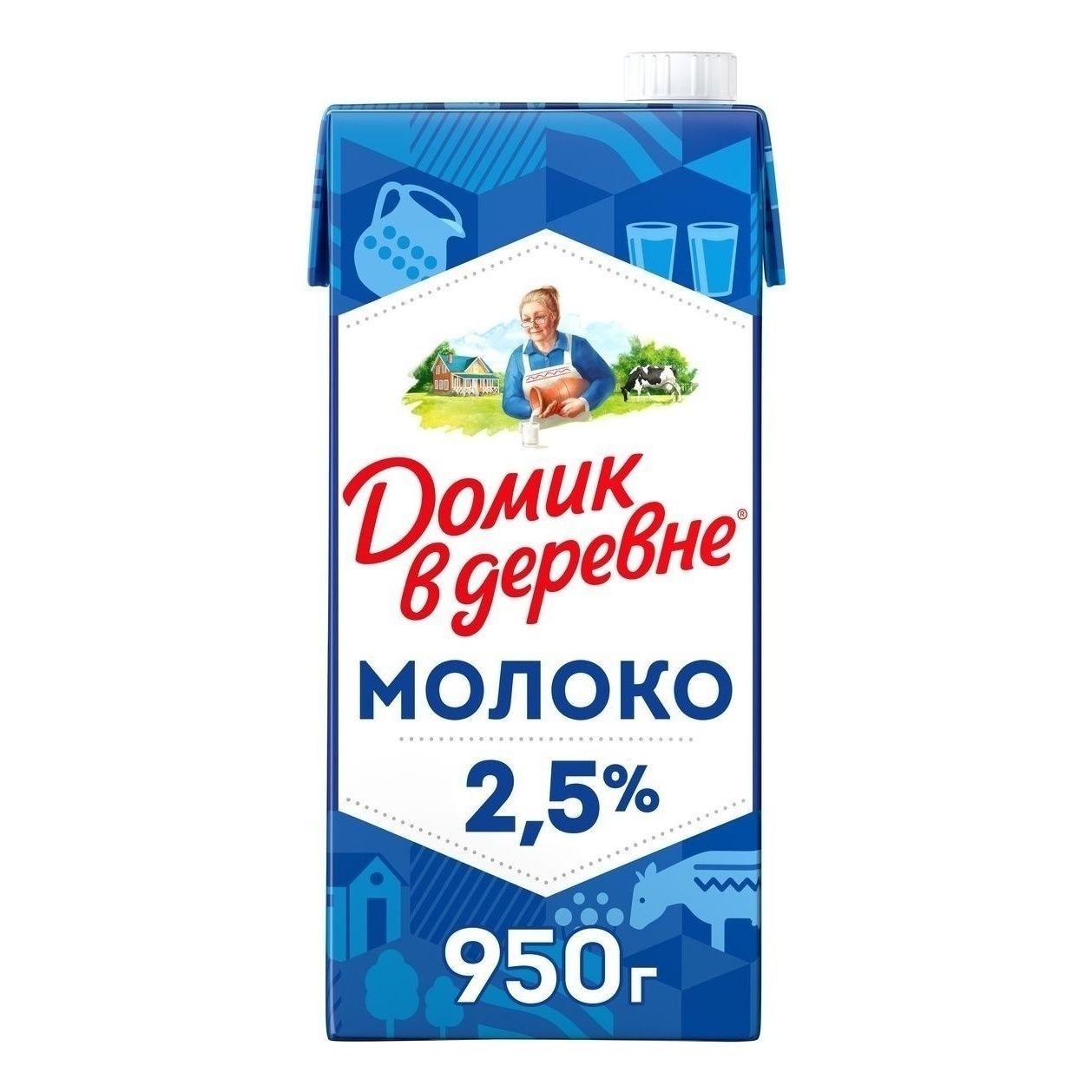 Молоко Домик в деревне ультрапастеризованное, 2,5%, 950 г