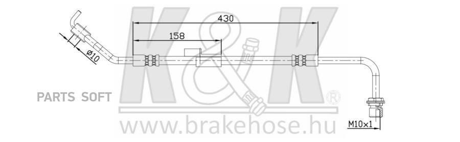 K K FT2334 Шланг тормозной передн лев FORD: TRANSIT 91-00 1шт