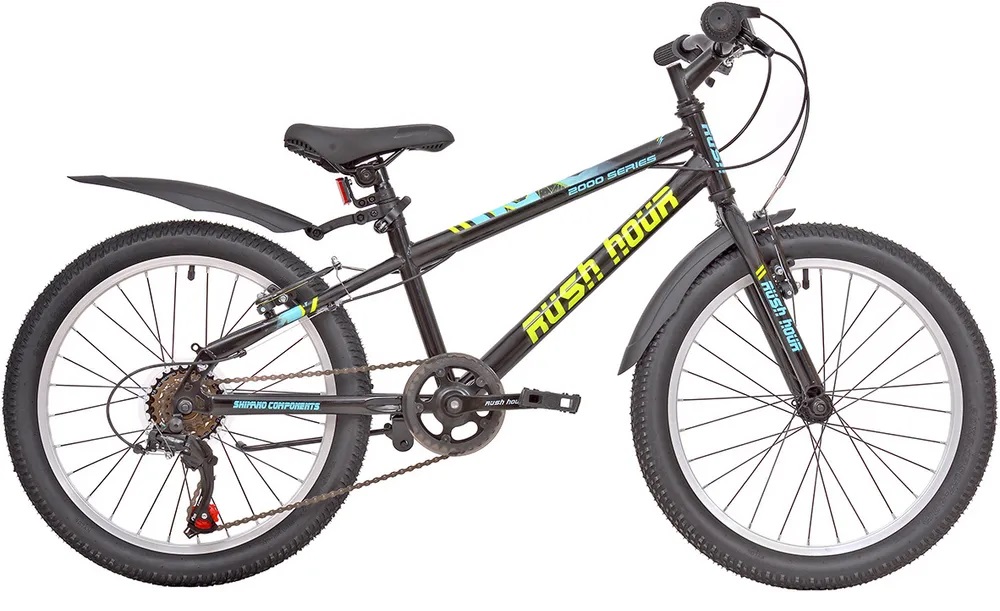 

Велосипед 20" 6ск RUSH HOUR 2000 V-brake ST черный рама 11" М, 2000
