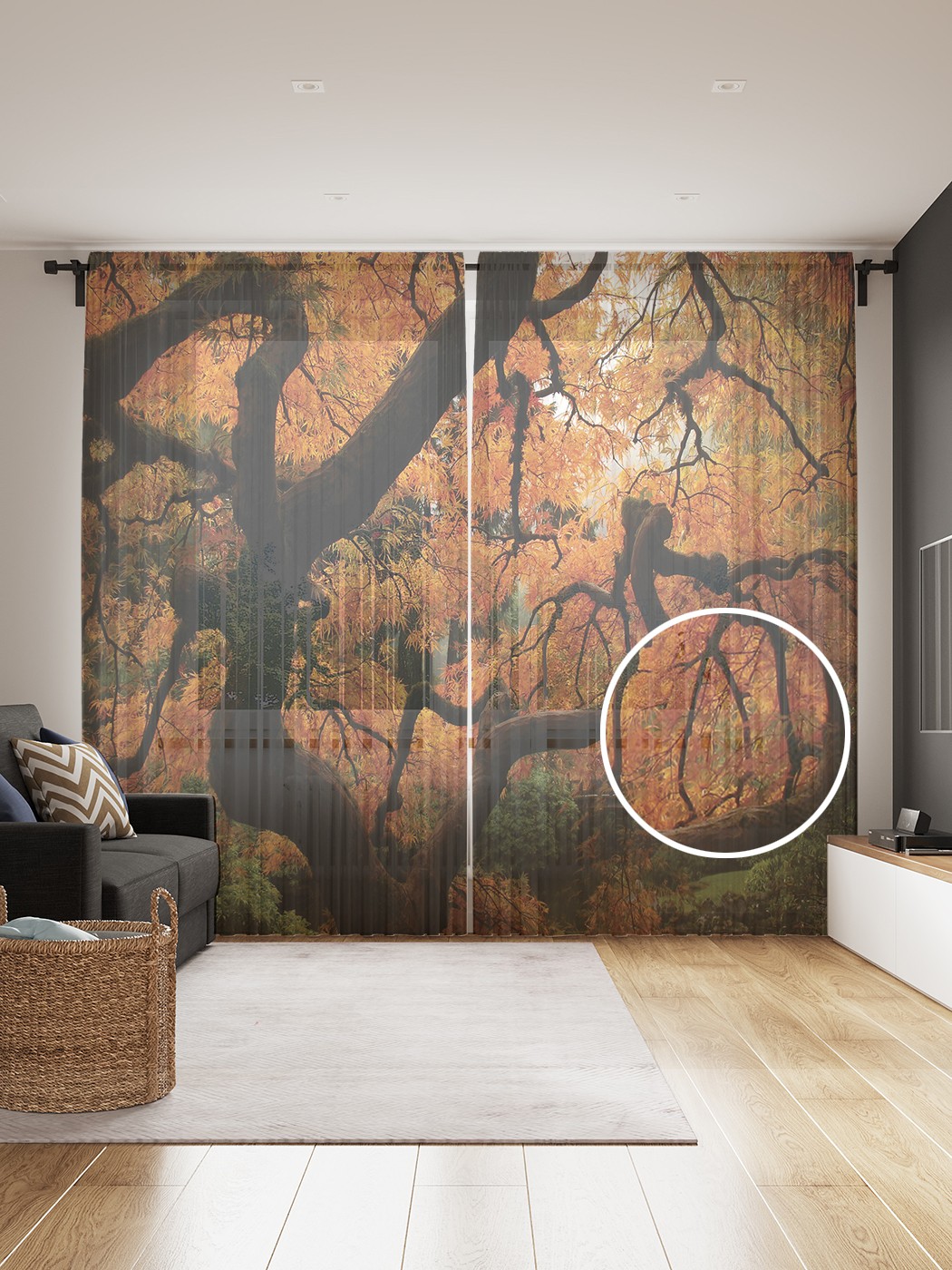 

Фототюль JoyArty "Ветвистое дерево", 145x265см (2 полотна со шторной лентой + 50 крючков), Ветвистое дерево