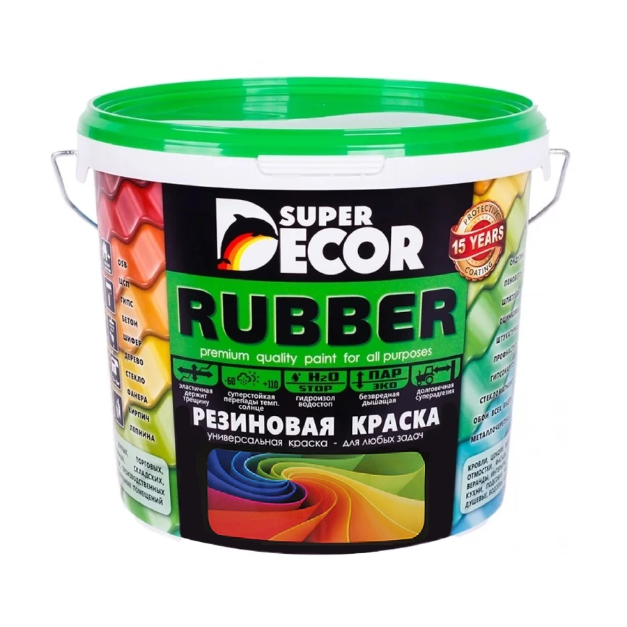 

Краска резиновая SUPER DECOR Rubber №14 изумруд 1кг, Зеленый