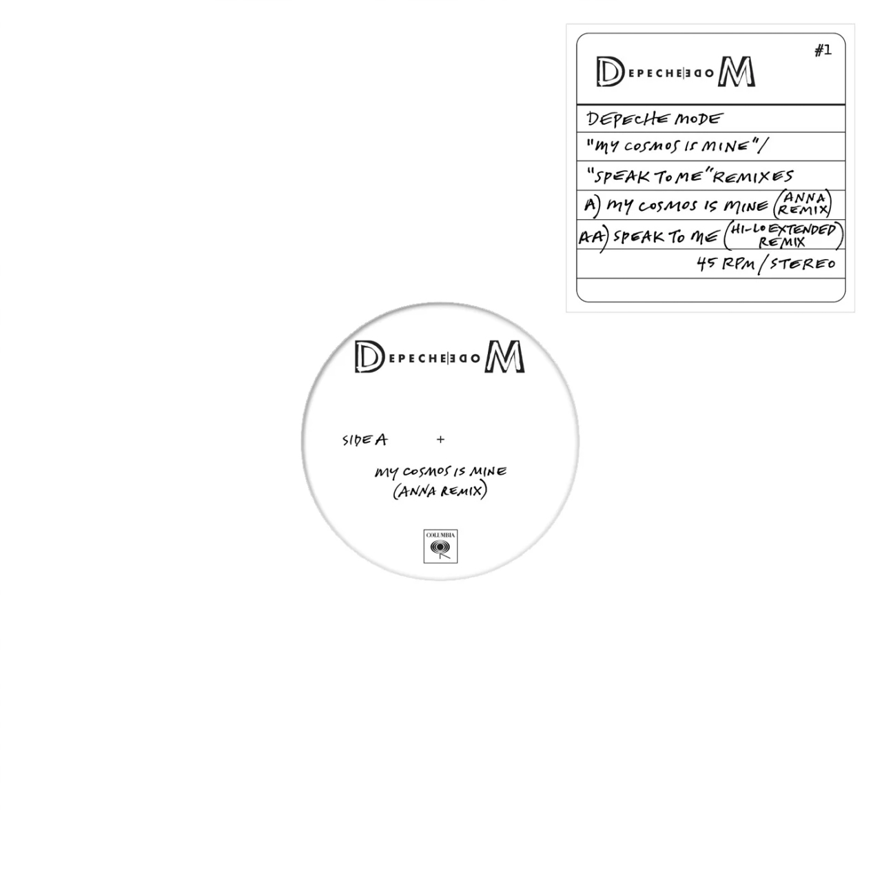 

Depeche Mode My Cosmos Is Mine / Speak To Me Remixes Limited 45 RPM (12")