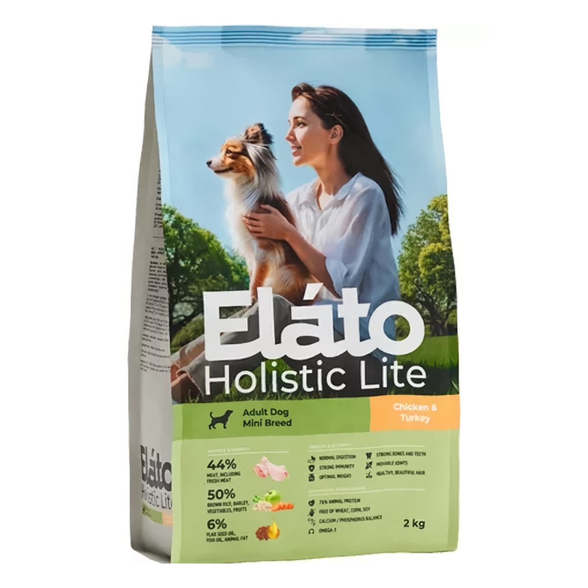 Сухой корм для собак Elato Holistic Lite, для взрослых, с курицей и индейкой, 2 кг