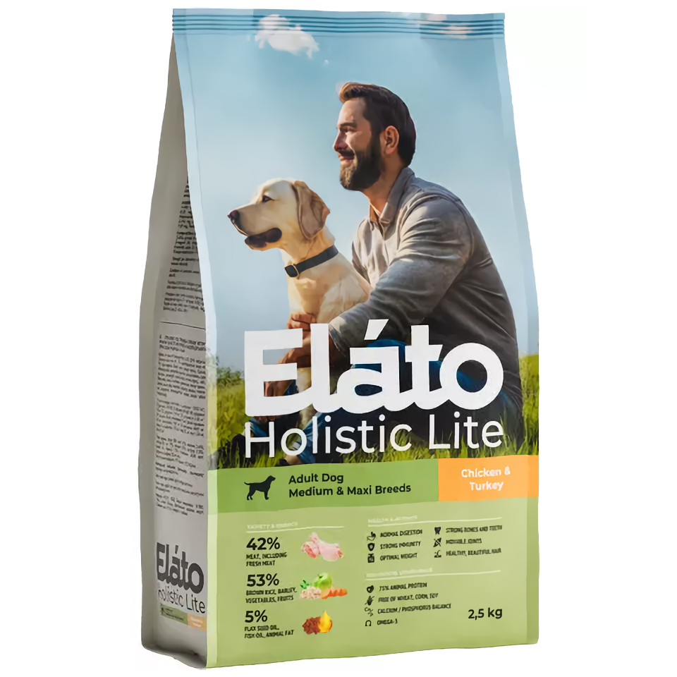 

Сухой корм для собак Elato Holistic Lite, с курицей и индейкой, 2,5 кг