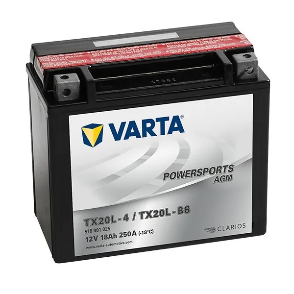 

VARTA 518902025 аккумуляторная батарея рус 18Ah 250A 177 88 156 TX20-BS POWERSPORTS AGM mo