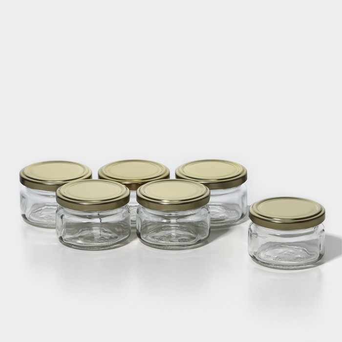 Набор стеклянных банок с крышкой для консервации NoBrand ТО-66 мм, для свечей, 0,1 л, 6 шт