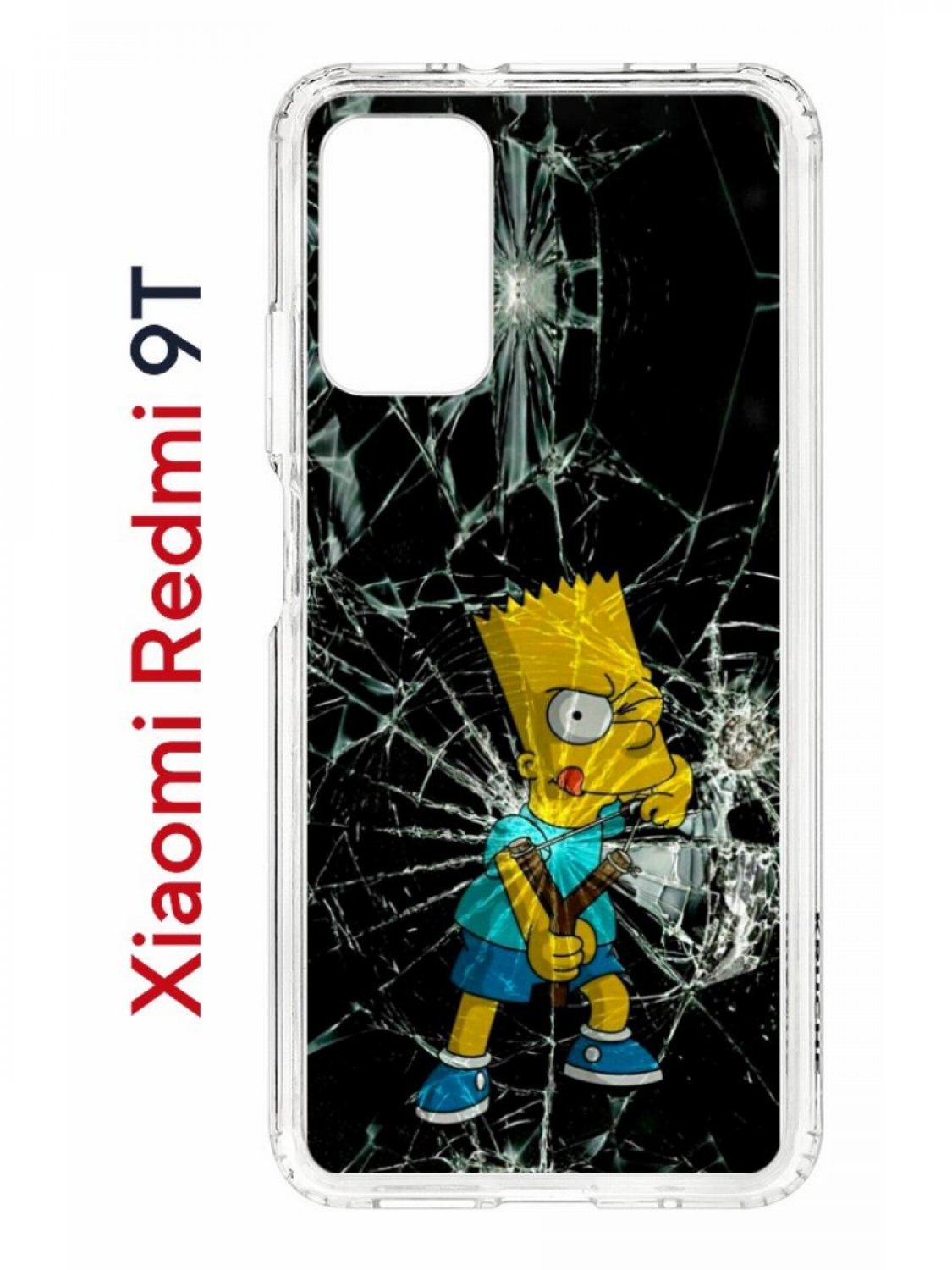 

Чехол на Redmi 9T Kruche Print Барт Симпсон,противоударный бампер,с защитой камеры, Прозрачный;черный;желтый;синий, Ксиоми редми 9т