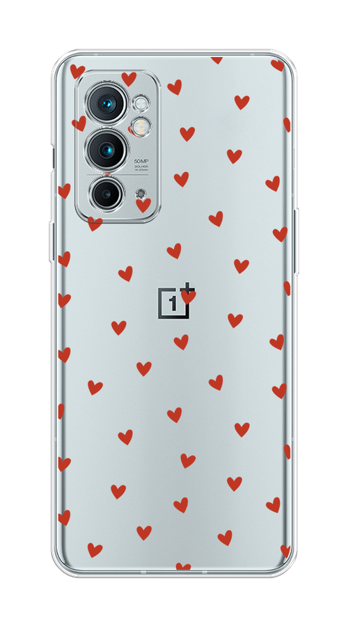 

Чехол на OnePlus 9RT "Red hearts", Красный;прозрачный, 152050-1