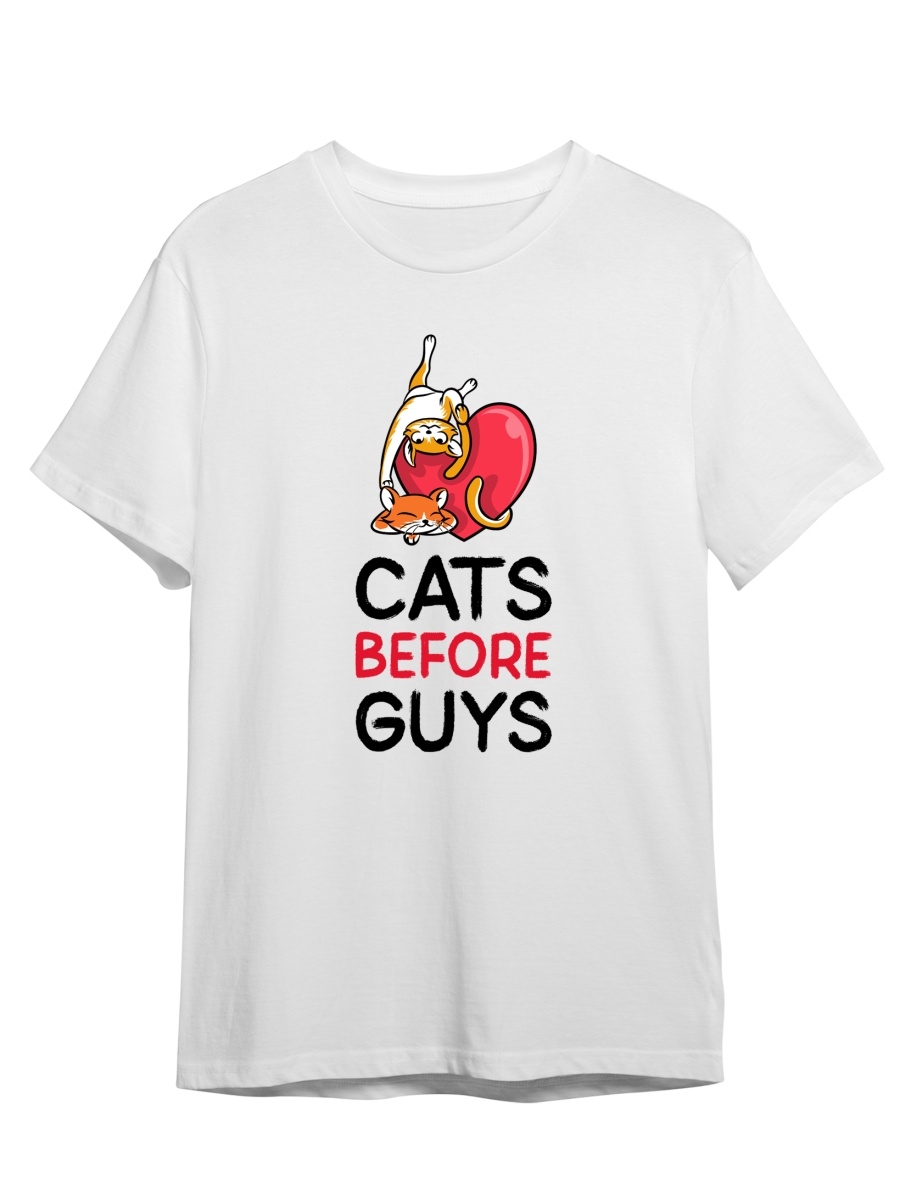 фото Футболка унисекс сувенирshop cats before guys/кот/кошка белая 2xl (52-54)