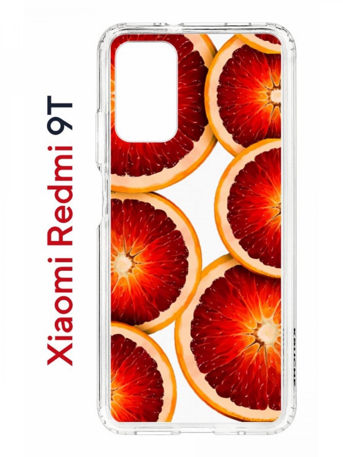 Чехол на Redmi 9T с принтом Kruche Print Orange,противоударный бампер,с защитой камеры