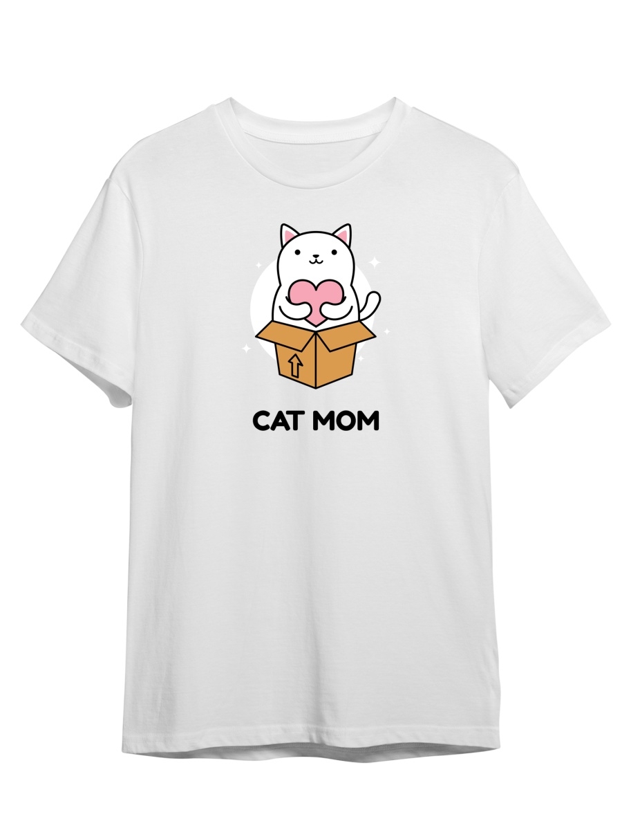 фото Футболка унисекс сувенирshop cats mom/кот/кошка белая 3xl (56-58)