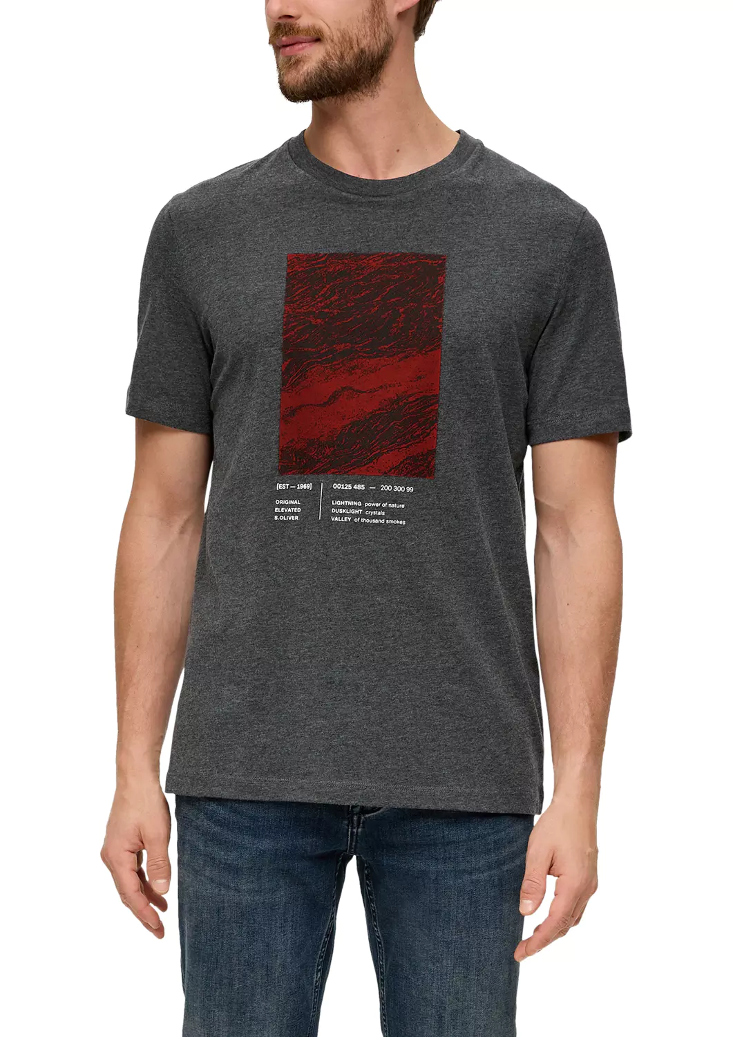 

Футболка мужская QS by s.Oliver 2138665/98D1 серая S, Серый, 2138665