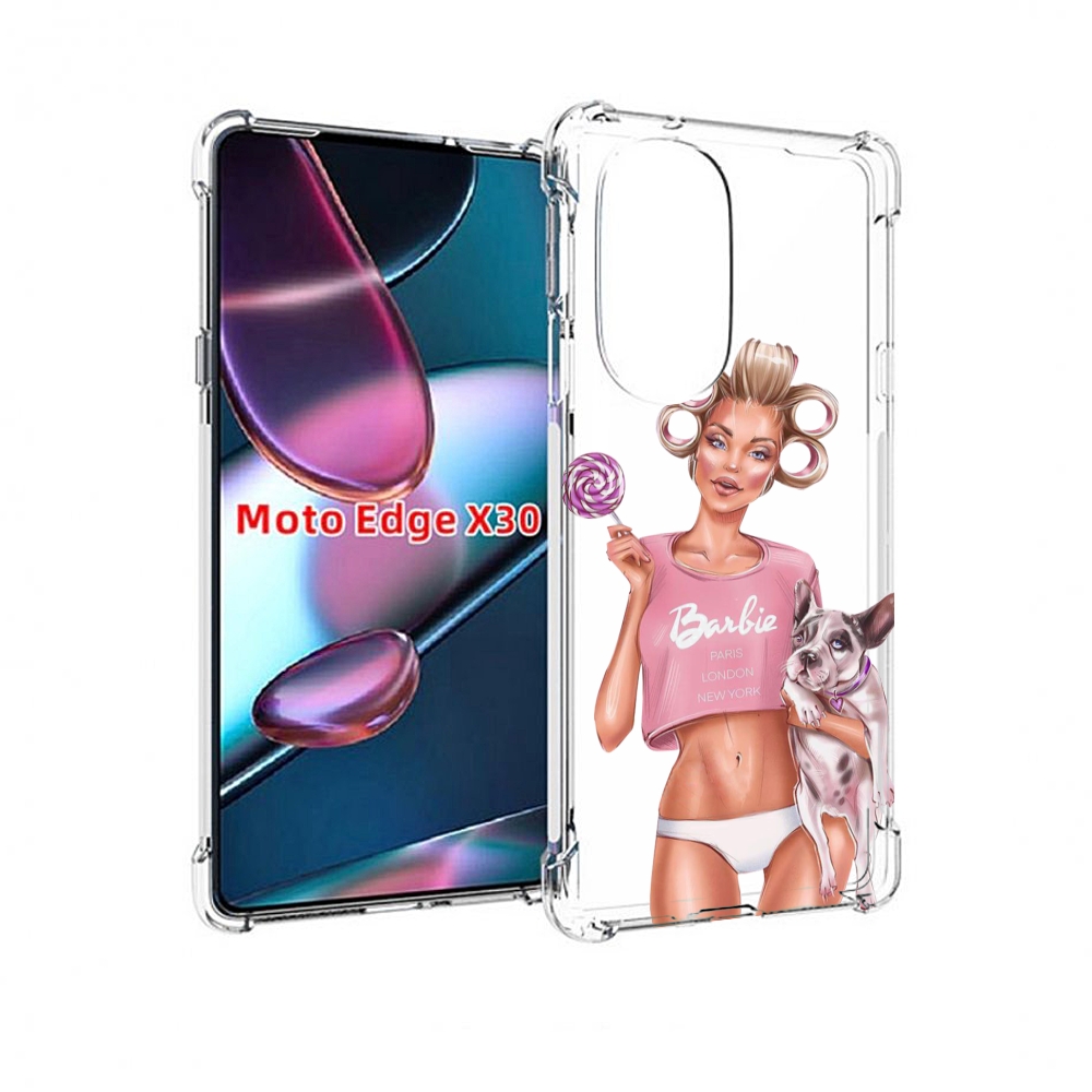 

Чехол MyPads Барби-с-собачкой женский для Motorola Moto Edge X30, Прозрачный, Tocco